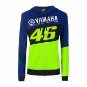 Veste zip femme VR46 Racing Yamaha sweat à capuche bleu/noir/jaune- X