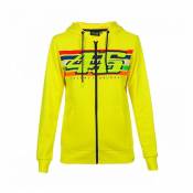 Sweat zippé à capuche femme VR46 Valentino Rossi Stripes jaune 2019-