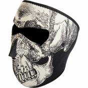 Zan Headgear Masque Neoprene Full One Size Glow Black / White Skull Face