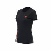 Tee-shirt femme Dainese Logo Lady noir/rouge fluo- XL