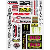 Planche 30 autocollants Bud Racing multi-marques 32cm x 22cm