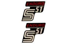 Autocollants (x2) logo S51 B noir / rouge Simson S51