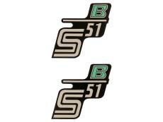 Autocollants (x2) logo S51 B noir / vert Simson S51