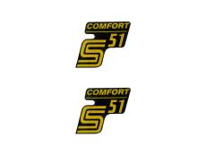 Autocollant S51 confort noir-jaune 2 pièces Simson S51