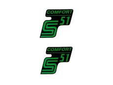 Autocollant S51 confort noir-vert 2 pièces Simson S51