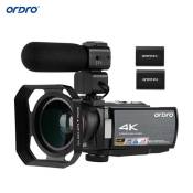 Caméscope 4K ORDRO HDR-AE8 DV Zoom 15MP Zoom numérique IR Vision nocturne ecran tactile Noir