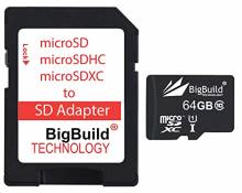 BigBuild Technology 64Go Ultra Rapide Class 10 80Mo/s MicroSD SDXC Carte mémoire pour FiiO X1 Music Player, Adaptateur SD Inclus