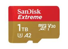 Carte Mémoire Micro SDXC SanDisk Extreme 1 To lecture 190Mb/s écriture 130Mb/s Classe 10 A2 V30 U3