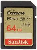 Carte Mémoire SDXC Sandisk Extreme 64 Go jusqu'à 90 Mo/s, Classe 10, U3, V30, FFP