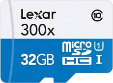 LEXAR - 300x Micro SDHC™ UHS-1 Carte Micro SD Haute-Performance 32GB Class 10 – Blanc/Bleu