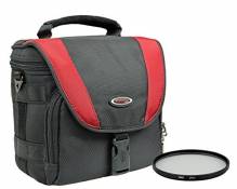 X-Treme Black Red Camera Bag Sac de Photo avec Filtre UV 52 mm pour Nikon D3300 D3200 D3100 avec 18–55 mm et Autres