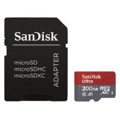 SanDisk Ultra - Carte mémoire flash (adaptateur microSDXC vers SD inclus(e)) - 200 Go - A1 / UHS Class 1 / Class10 - microSDXC UHS-I