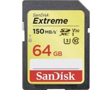 SanDisk Extreme - Carte mémoire flash - 64 Go - Video Class V30 / UHS-I U3 / Class10 - SDXC UHS-I
