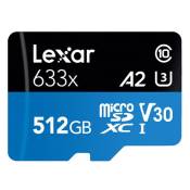 Lexar High Performance - Carte mémoire flash - 512 Go - A2 / Video Class V30 / UHS-I U3 / Class10 - SDXC UHS-I