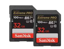 Paquet De Deux Carte Mémoire SDHC Sandisk Extreme Pro 32 Go R 100 Mo/s W 90Mo/s UHS-I Classe 10, U3, V30 - 2PCS/PACK
