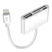 Lecteur carte iPhone / iPad Lightning vers USB / TF / Micro-SD / Lightning Blanc