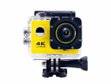Caméra sport étanche 4k slow motion grand angle 170° jaune + kit de fixation + sd 4go yonis