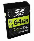 Digi-Chip 64 GO 64GB Class 10 SD SDXC Carte Mémoire pour Canon Powershot G7 X, IXUS 165, IXUS 160, IXUS 170, IXUS 275 HS, PS GS X & Canon XC10