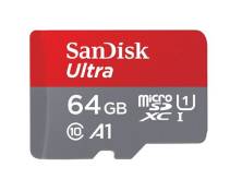 Carte Mémoire micro SDXC SanDisk Ultra 64 Go Vitesse de Lecture Allant jusqu'à 140MB/S, Classe 10, U1, A1 Adaptateur SD inclus