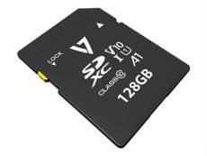 V7 VPSD128GV10U1 - Carte mémoire flash - 128 Go - A1 / Video Class V10 / UHS-I U1 / Class10 - SDXC - noir