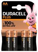 Pack de 4 piles alcalines Duracell Plus AA 1,5V LR06 Noir