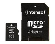 Intenso - Carte mémoire flash (adaptateur microSDHC - SD inclus(e)) - 4 Go - micro SDHC