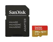 SanDisk Extreme - Carte mémoire flash (adaptateur microSDXC vers SD inclus(e)) - 256 Go - A2 / Video Class V30 / UHS-I U3 / Class10 - microSDXC UHS-I