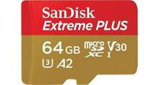 Sandisk extreme plus 64gb microsdxc memory card + sd adapter with a2 app performance + rescue pro deluxe, up to 170mb/s, class 10, uhs-i, u3, v30