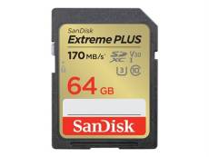 Carte mémoire SD SanDisk Extreme Plus SDXC UHS-I U3 Class10 64 Go