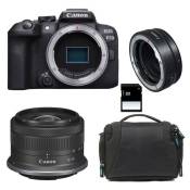 Canon appareil photo hybride eos r10 + rf-s 18-45mm f4.5-6.3 is stm + sac + carte sd 8 go + bague ef-eos r