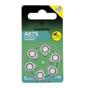 Lot de 6 Piles bouton Zinc Air pour appareils auditifs type A675/675 compatibles PR44 1,45V - Visiodirect -