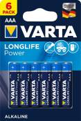 Varta Longlife Power Piles Alkaline, LR03, AAA Mono, Un paquet de 6 pièces