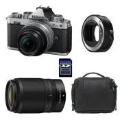 Nikon appareil photo hybride z fc + z 16-50 silver + z 50-250 + sac + carte sd 8 go + adaptateur ftz II