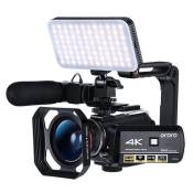 Caméscope ORDRO AC3 Noir 1080p 60fps Vlog Caméra IR avec microphone grand angle éclairage d'appoint et support