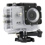 Caméra Sport Étanche Résolution 4K Slow Motion 16Mp Grand Angle 170° Argent + SD 64Go YONIS