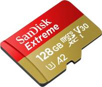 Carte Mémoire microSDXC SanDisk Extreme 128 Go + Adaptateur SD avec Performances Applicatives A2 jusqu'à 160 Mo/s, Classe 10, U3, V30