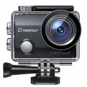 Crosstour Caméra Sport Caméra d'action Crosstour CT7000 Full HD Wifi Cyclisme Équitation Vlog Sous-Marin 30M avec 2 Batteries Rech