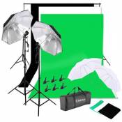Kit de Photographie Wafenso Kit de Tente d'Éclairage Équipement Vidéo Photo, pour Photographie de Mariage de Portrait 135W-(86*22*22CM)-Blanc et Vert