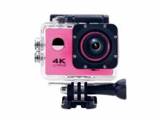 Caméra sport 4k étanche slow motion 16mp angle 170° wi-fi rose + kit de fixation + sd 4go yonis