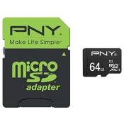Carte Mémoire MicroSDHC PNY Performance 64 Go 50 Mo/s