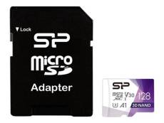 SILICON POWER Superior Pro - Carte mémoire flash (adaptateur microSDXC vers SD inclus(e)) - 128 Go - A1 / Video Class V30 / UHS-I U3 / Class10 - micro
