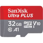 Carte Mémoire SanDisk Ultra Plus MicroSDHC UHS-I 32 Go avec Adaptateur microSD, microSDHC et microSDXC