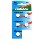 Eunicell AG12 Lot de 5 piles bouton alcalines G12/LR43/LR43SW/LR1142 LR1142SW SR1142W de type 301/386