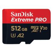 SanDisk Extreme PRO Carte mémoire microSDXC 512 Go + adaptateur SD jusqu'à 170 Mo/s, classe de vitesse UHS 3 (U3) V30