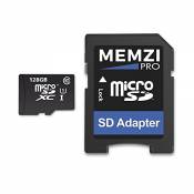 MEMZI Pro Carte mémoire micro SDXC classe 10 80 Mo/s avec adaptateur SD pour téléphones portables BlackBerry 128 Go