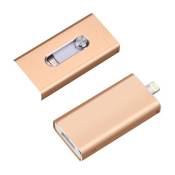 Cabling® 3 En 1 Usb I-flash Drive Memory Stick U Disque Pour Ios/pc/téléphone Android/iphone 64 Go - Gold