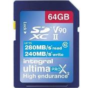 Integral UltimaPro X2 - Carte mémoire flash - 64 Go - Video Class V90 / UHS-II / Class10 - SDXC UHS-II