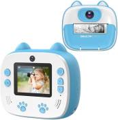 Appareil photo Dragon Touch InstantFun2 à double objectif pour enfants - fonction d'impression instantanée - Bleu