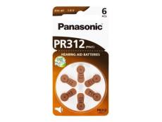 6 piles pour appareil auditif Panasonic Zinc-Air PR312 0% Mercury/Hg - Marron