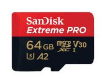 SanDisk Extreme Pro - Carte mémoire flash - 64 Go - A2 / Video Class V30 / UHS-I U3 / Class10 - microSDXC UHS-I